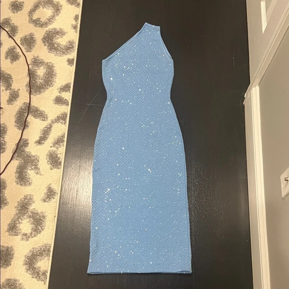 Ronny Kobo Collection Bellari Dress One-Shoulder in Cerulean size XS